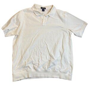 Lands End Mens Polo Shirt XL White 46-48 Regular 100% Cotton Short Sleeve